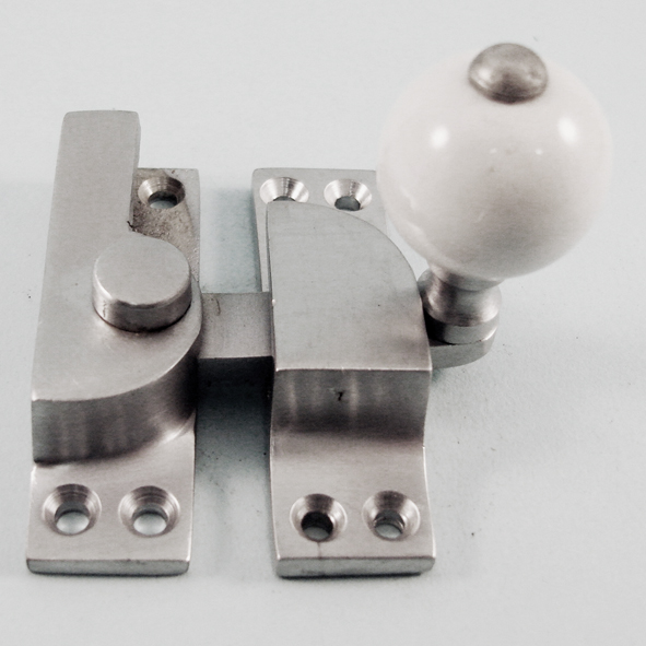 THD104/SCP • Non-Locking • Satin Chrome • Straight Arm Ceramic Knob Sash Fastener